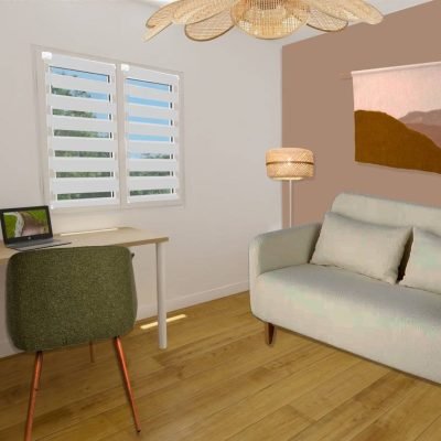 Image montrant un bureau et chambre d'appoint après décoration