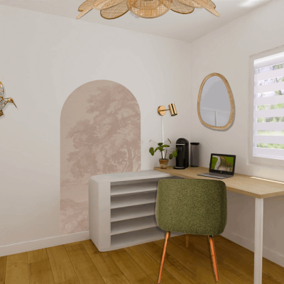 Image montrant un bureau et chambre d'appoint après décoration